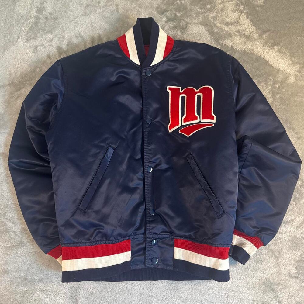 Vtg Starter Minnesota Twins Satin Bomber Jacket MLB Diamond Collection Teen Sz S